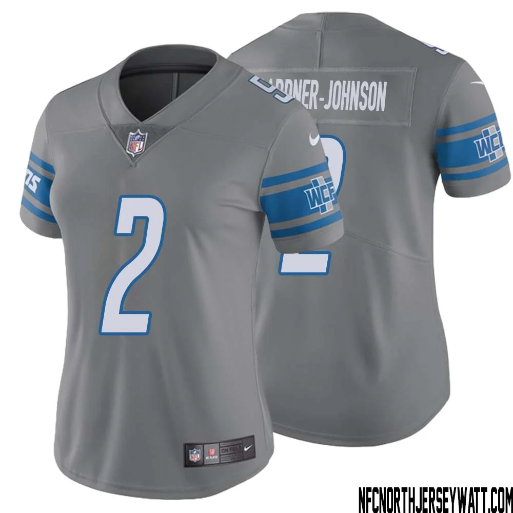 C.J. Gardner Johnson No 2 Women Steel Detroit Lions Vapor Untouchable Color Rush Limited Player Jersey