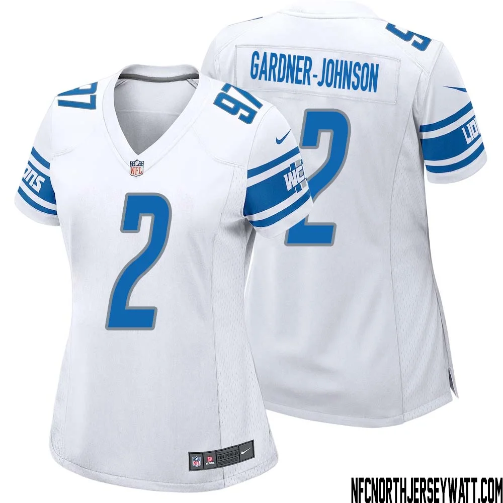 C.J. Gardner Johnson No 2 Women White Detroit Lions Player Away Game Jersey 1