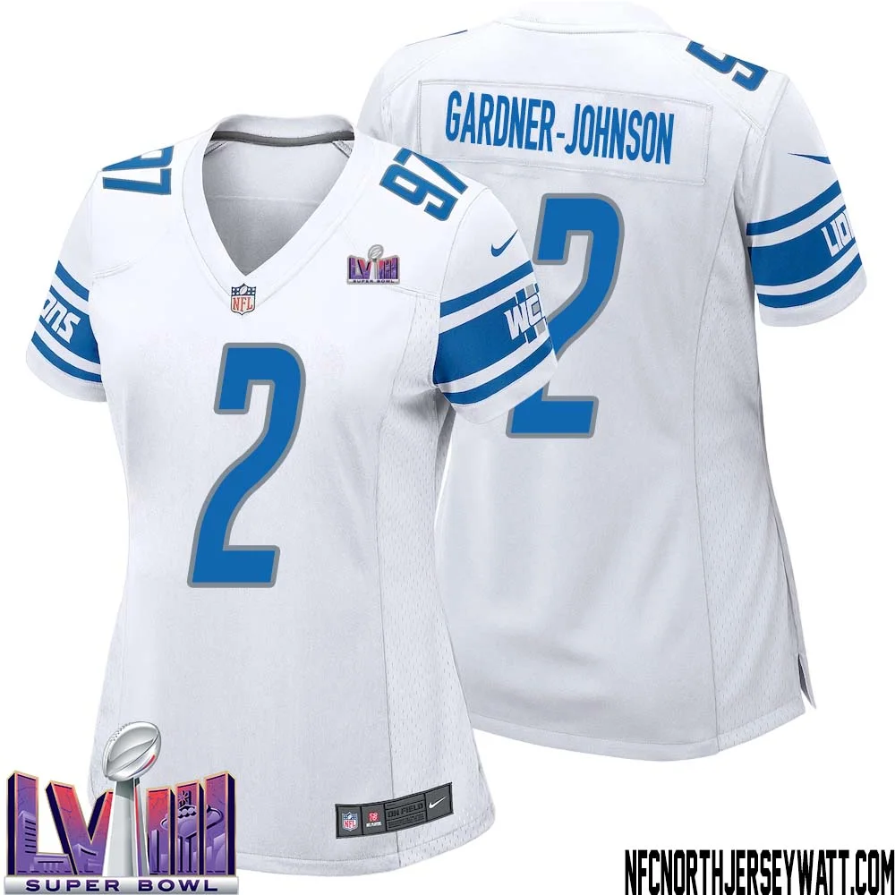 C.J. Gardner Johnson No 2 Women White Detroit Lions Player Super Bowl LVIII Away Game Jersey 1