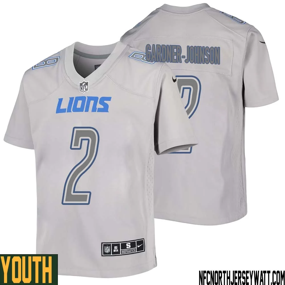 C.J. Gardner Johnson No 2 Youth Gray Detroit Lions Atmosphere Fashion Game Jersey 1