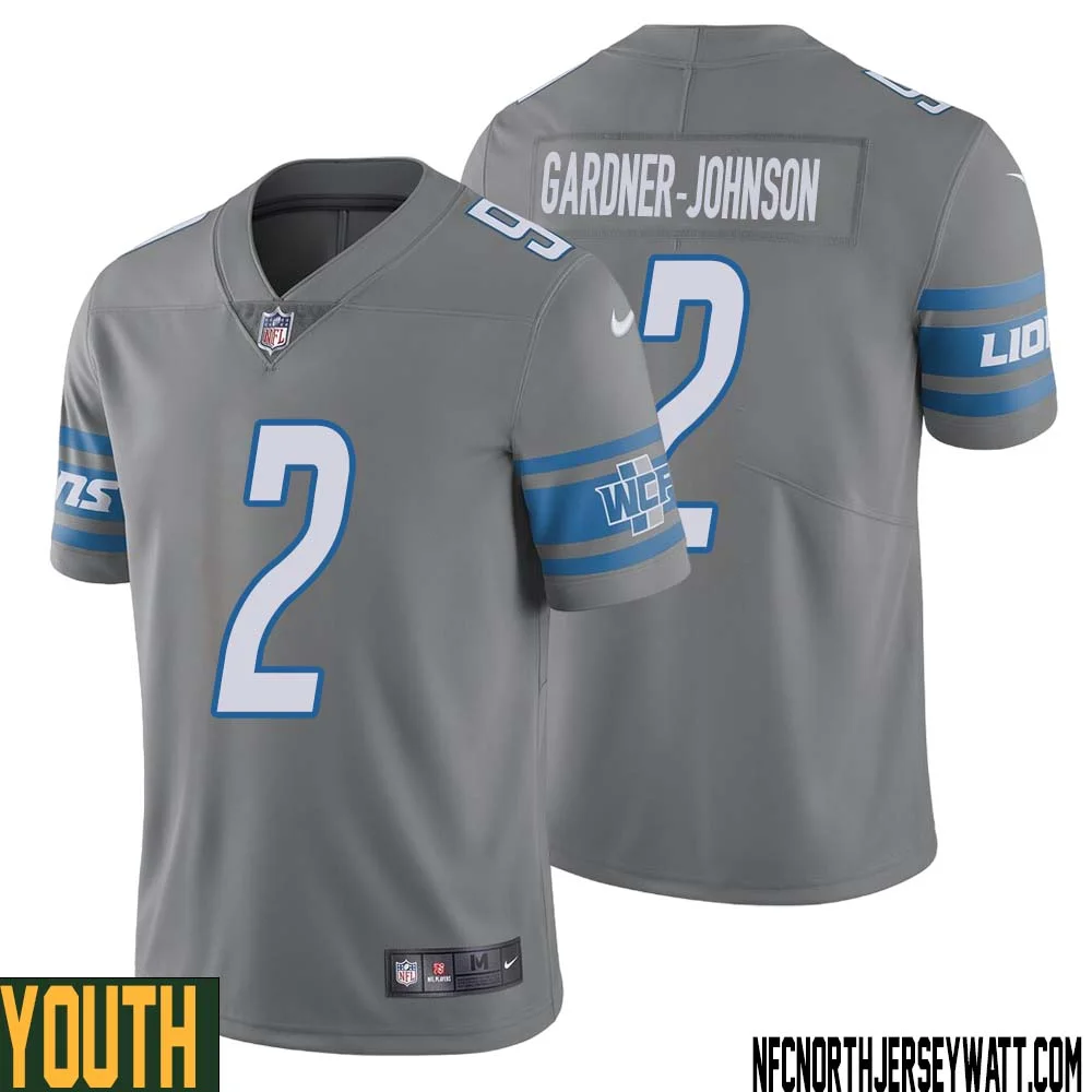 C.J. Gardner Johnson No 2 Youth Gray Detroit Lions Inverted Legend Jersey