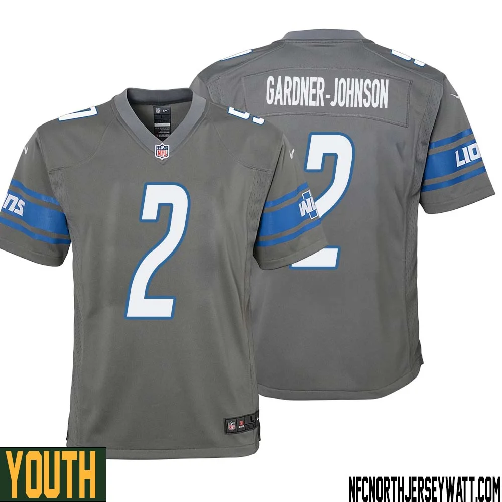 C.J. Gardner Johnson No 2 Youth Gray Detroit Lions Player Alternate Game Jersey 1