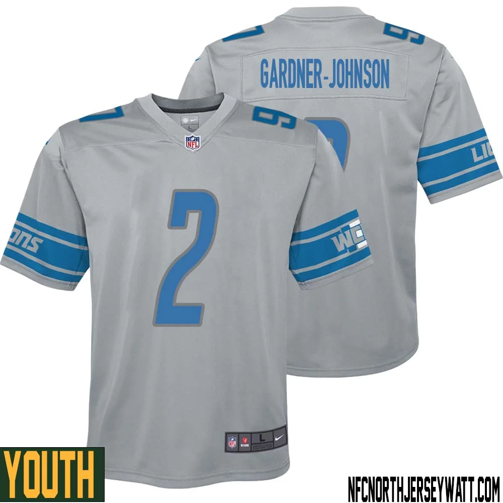 C.J. Gardner Johnson No 2 Youth Steel Detroit Lions Vapor Untouchable Color Rush Limited Player Jersey
