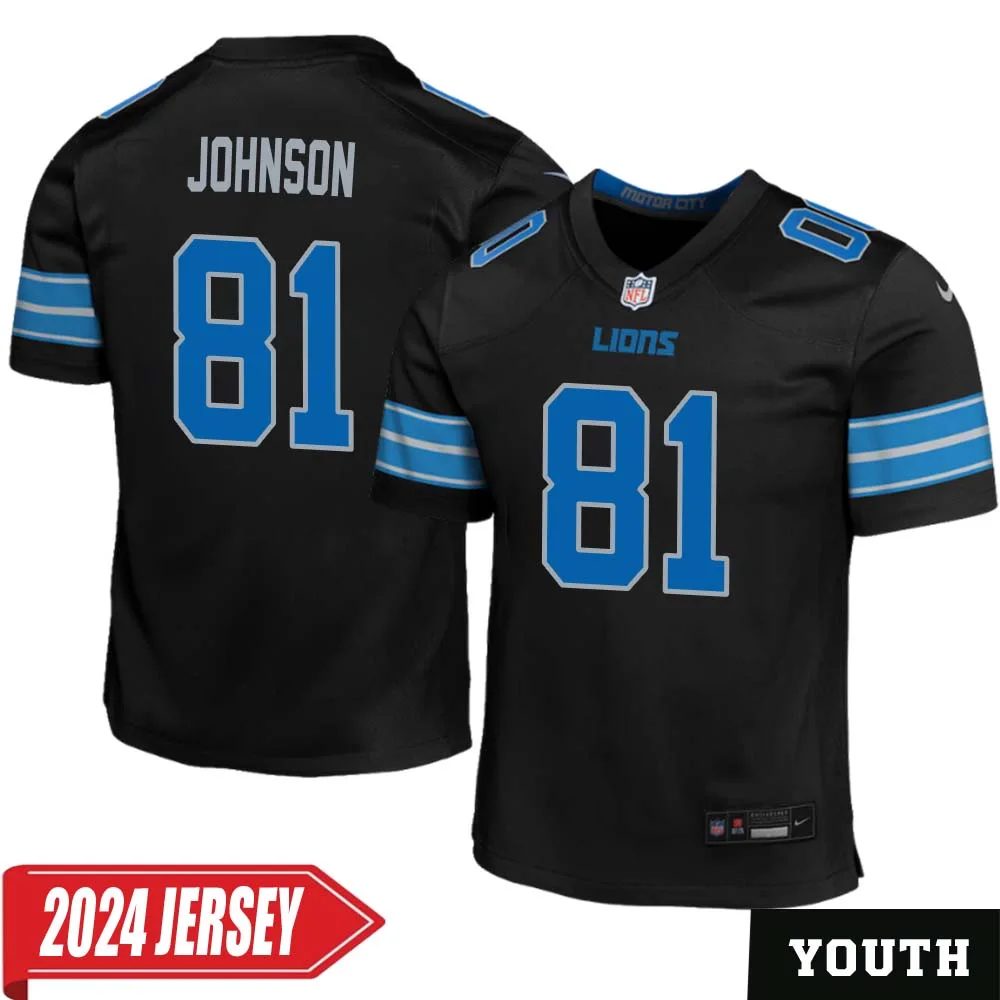 Calvin Johnson No 81 Youth s Detroit Lions 2nd Alternate Vapor F.U.S.E. Limited 2024 Jersey Black