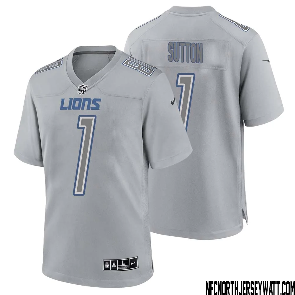 Cameron Sutton No 1 Men Gray Detroit Lions Atmosphere Fashion Game Jersey