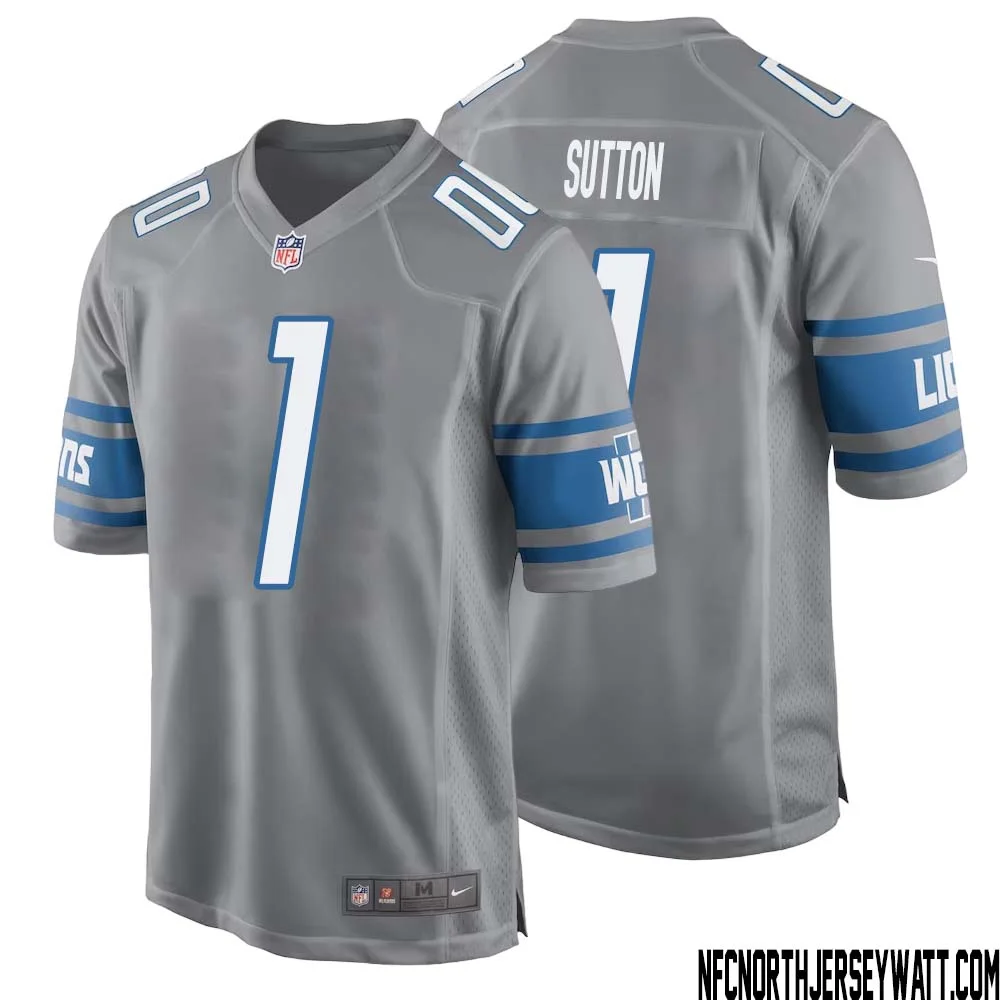Cameron Sutton No 1 Men Gray Detroit Lions Player Alternate Game Jersey 1