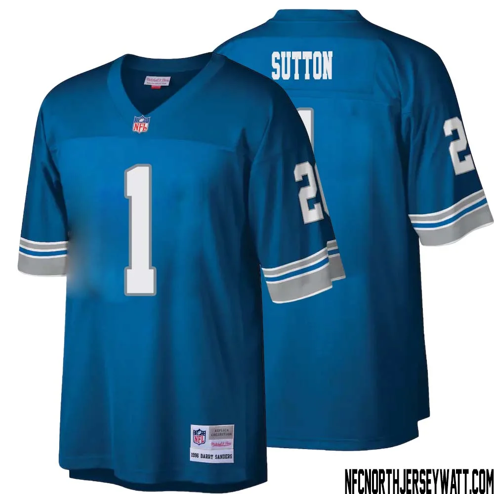 Cameron Sutton No 1 Men Mitchell Ness Blue Detroit Lions Legacy Replica Jersey 1