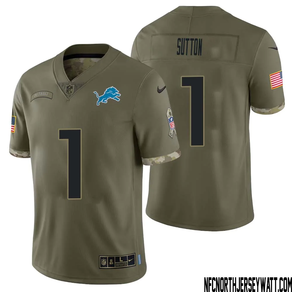 Cameron Sutton No 1 Men Olive Detroit Lions 2022 Salute To Service Retired Player Limited Jersey 1
