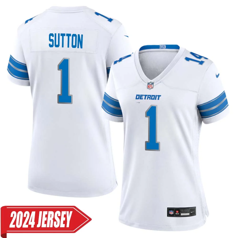 Cameron Sutton No 1 Woman s Detroit Lions Away Game 2024 Jersey White