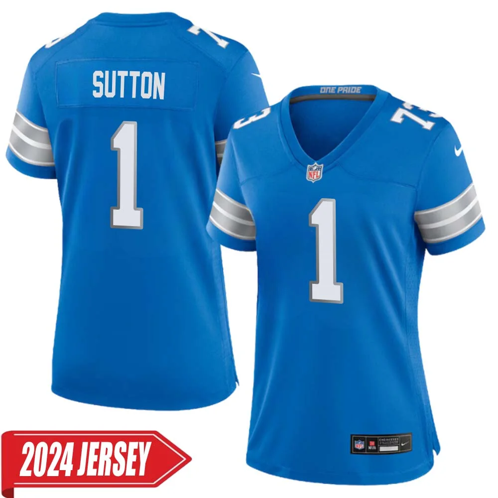 Cameron Sutton No 1 Woman s Detroit Lions Home Game 2024 Jersey Blue