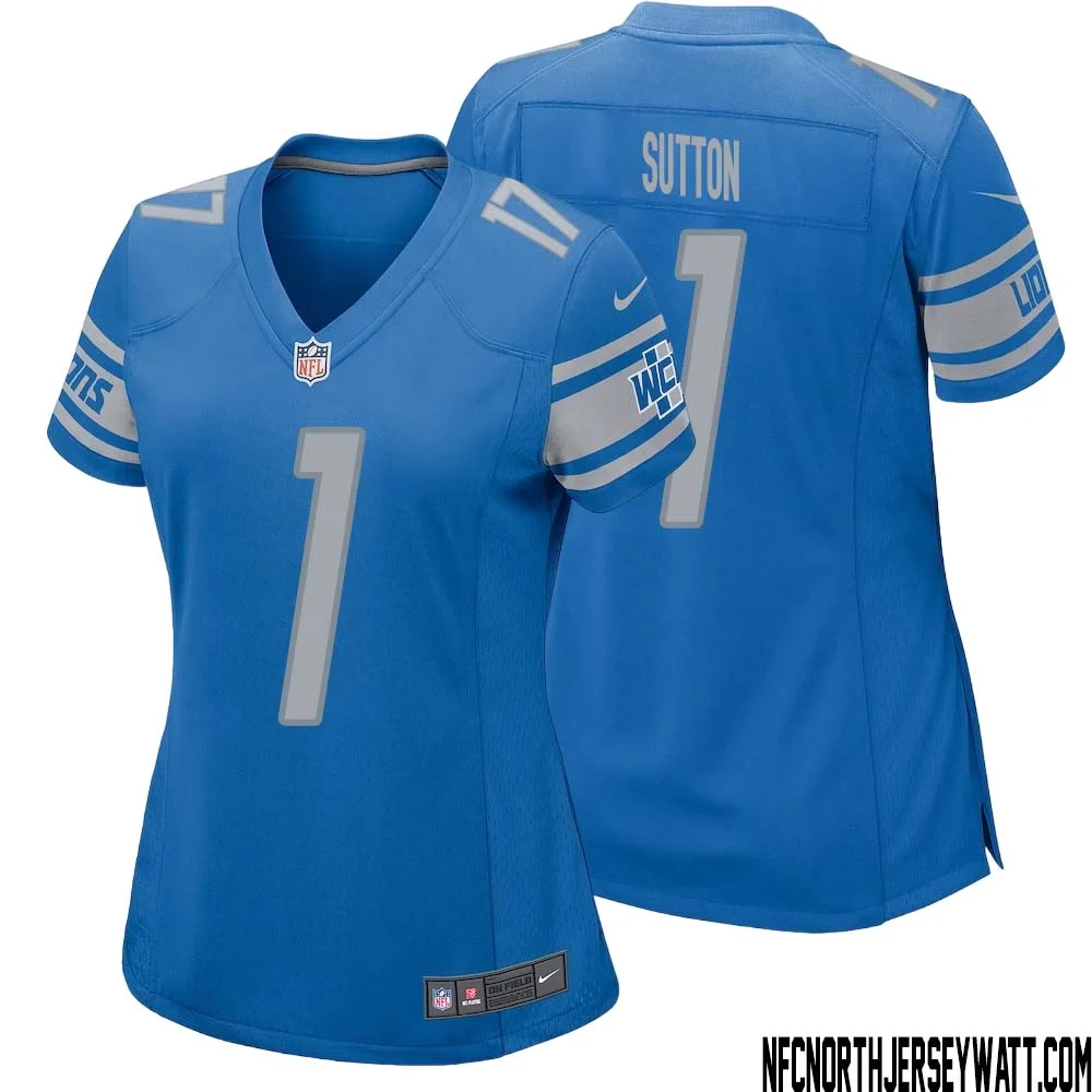 Cameron Sutton No 1 Women Blue Detroit Lions Player Home Game Jersey 1