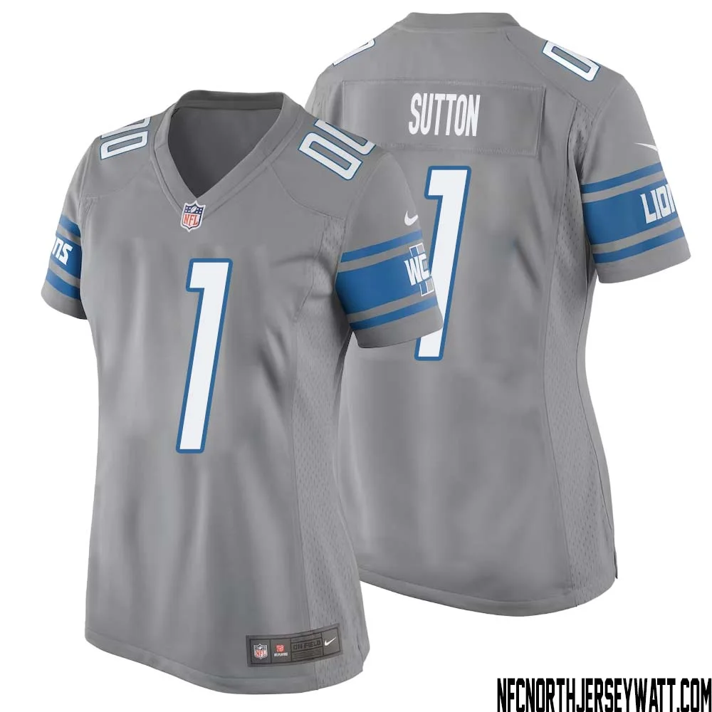 Cameron Sutton No 1 Women Gray Detroit Lions Player Alternate Game Jersey 1
