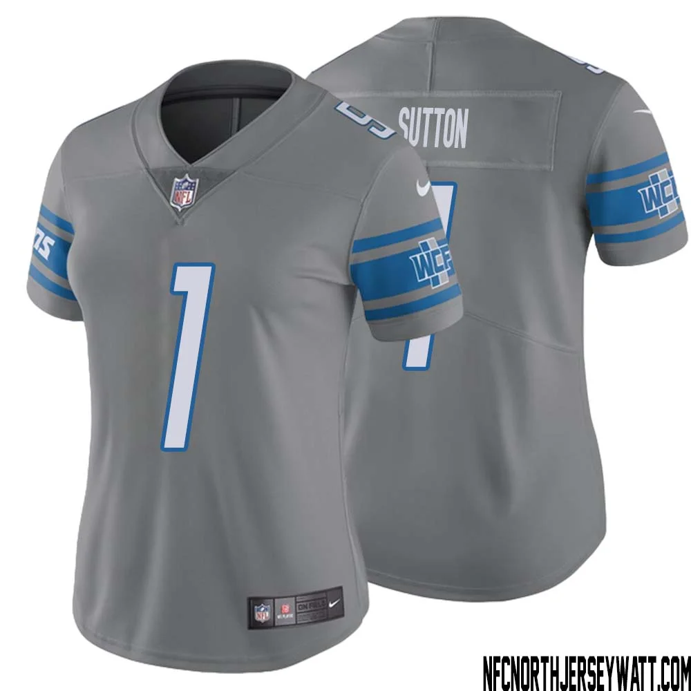 Cameron Sutton No 1 Women Steel Detroit Lions Vapor Untouchable Color Rush Limited Player Jersey 1
