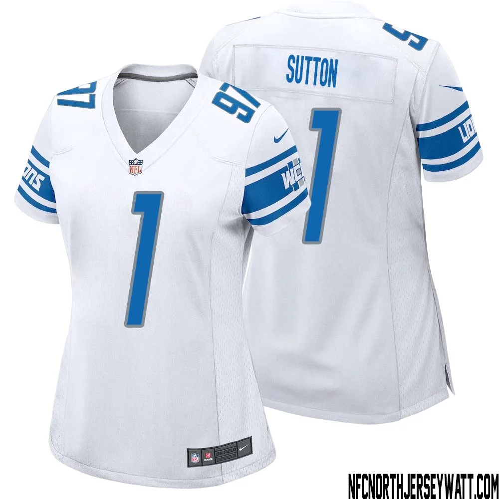 Cameron Sutton No 1 Women White Detroit Lions Player Away Game Jersey 1