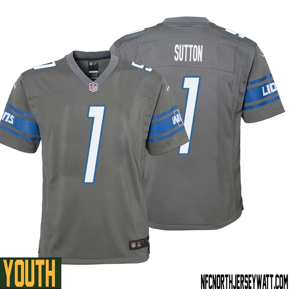 Cameron Sutton No 1 Youth Gray Detroit Lions Player Alternate Game Jersey 1