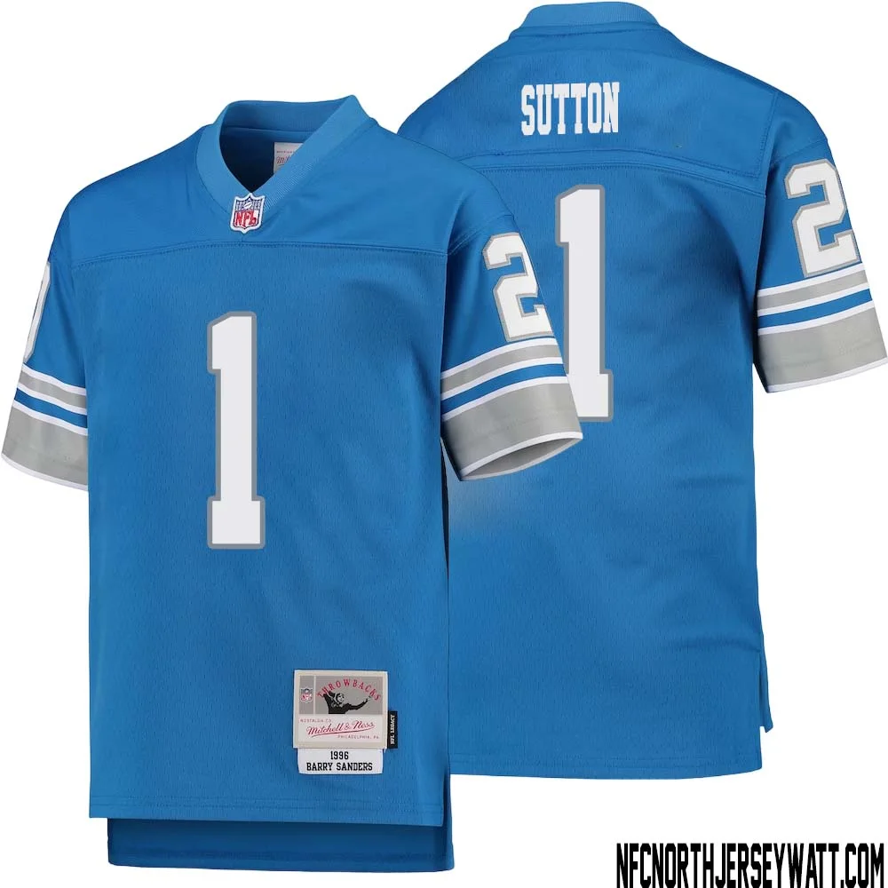 Cameron Sutton No 1 Youth Mitchell Ness Blue Detroit Lions 1996 Legacy Retired Player Jersey 1