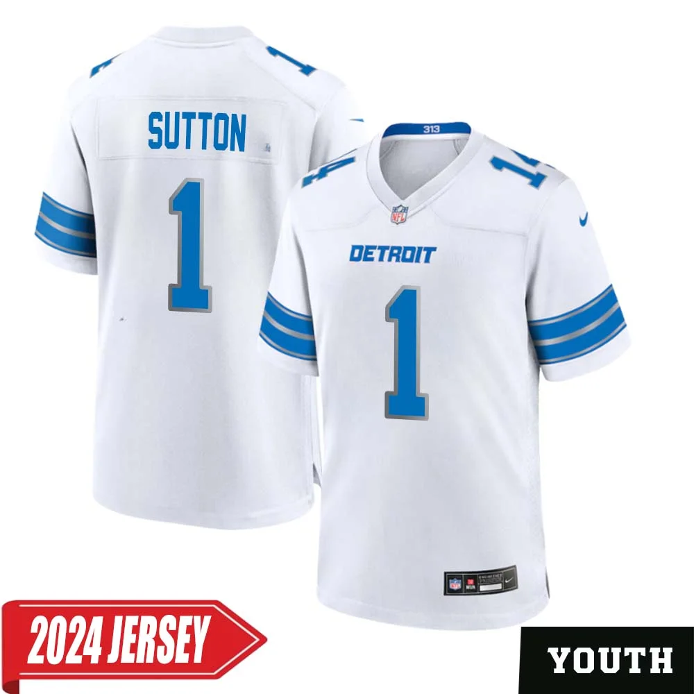 Cameron Sutton No 1 Youth s Detroit Lions Away Game 2024 Jersey White