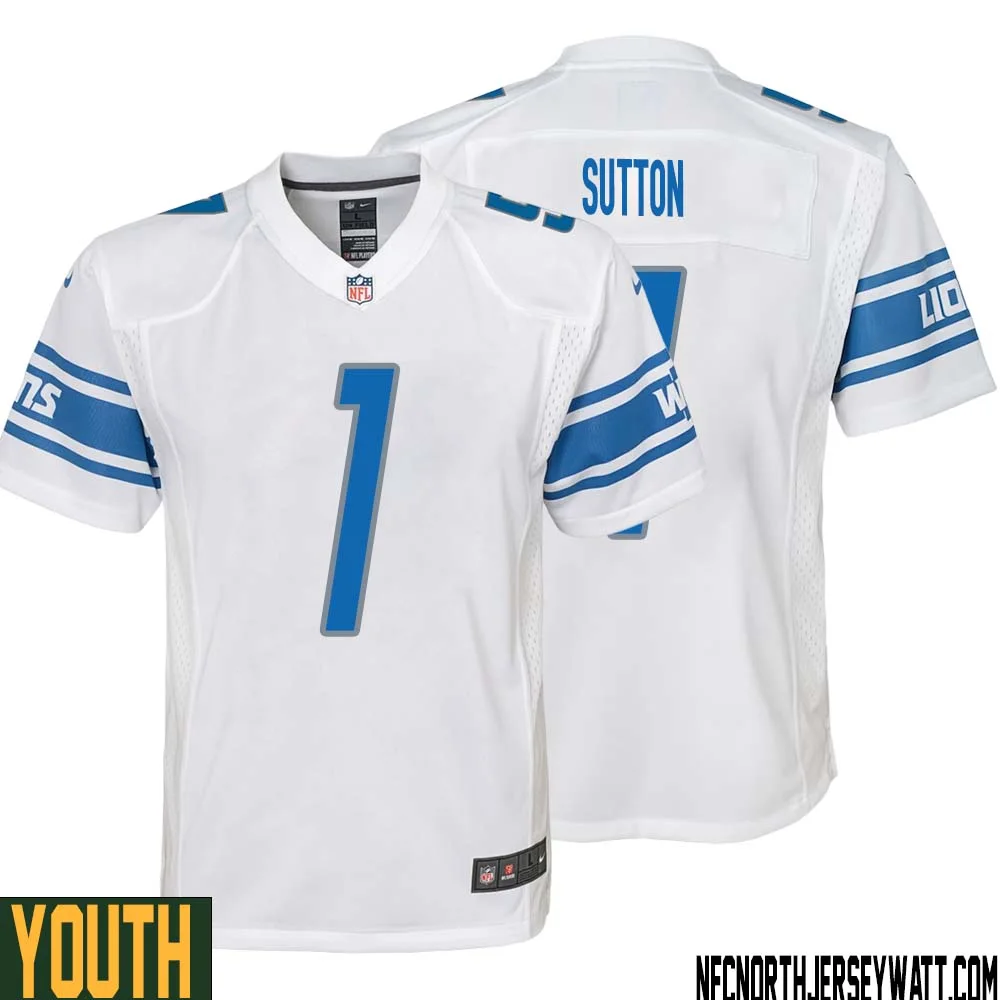 Cameron Sutton No 1 Youth White Detroit Lions Player Away Game Jersey