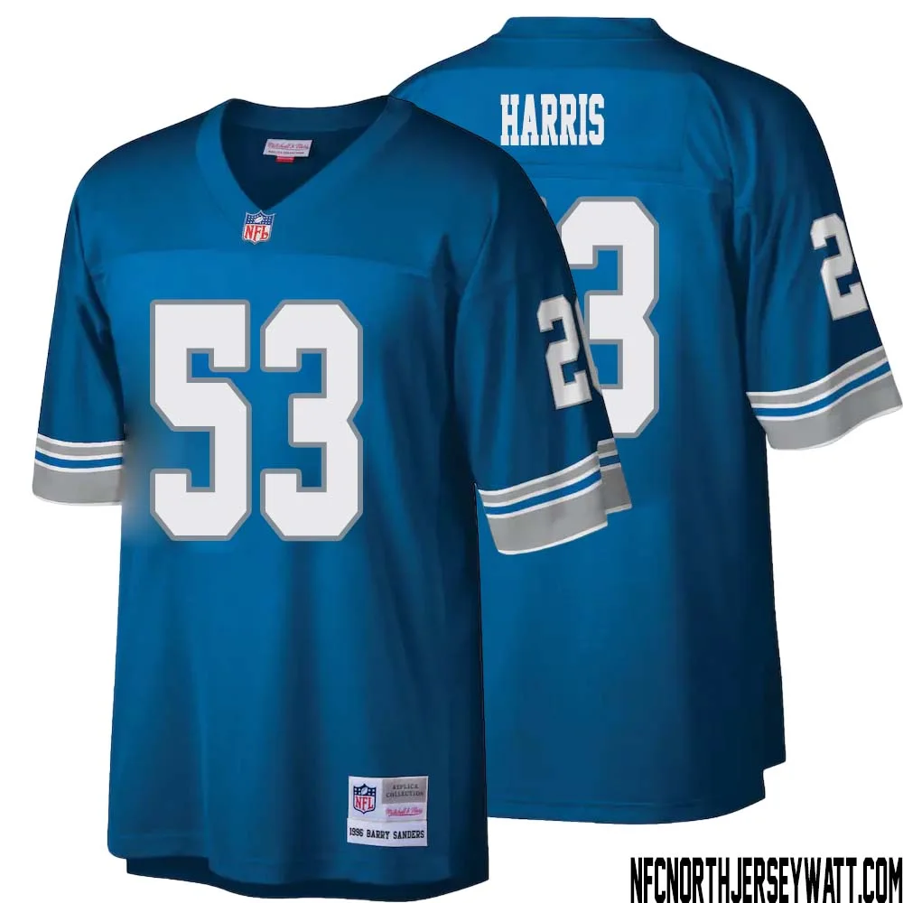 Charles Harris No 53 Men Mitchell Ness Blue Detroit Lions Legacy Replica Jersey