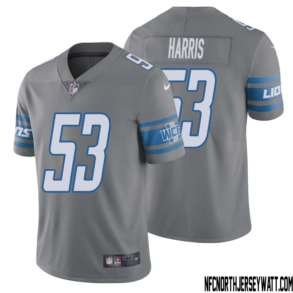 Charles Harris No 53 Men Steel Detroit Lions Vapor Untouchable Color Rush Limited Player Jersey