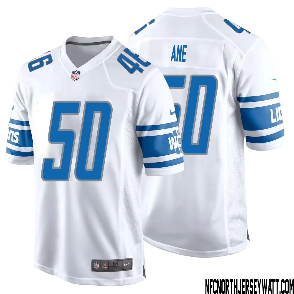 Charlie Ane No 50 Men White Detroit Lions Player Away Game Jersey 1