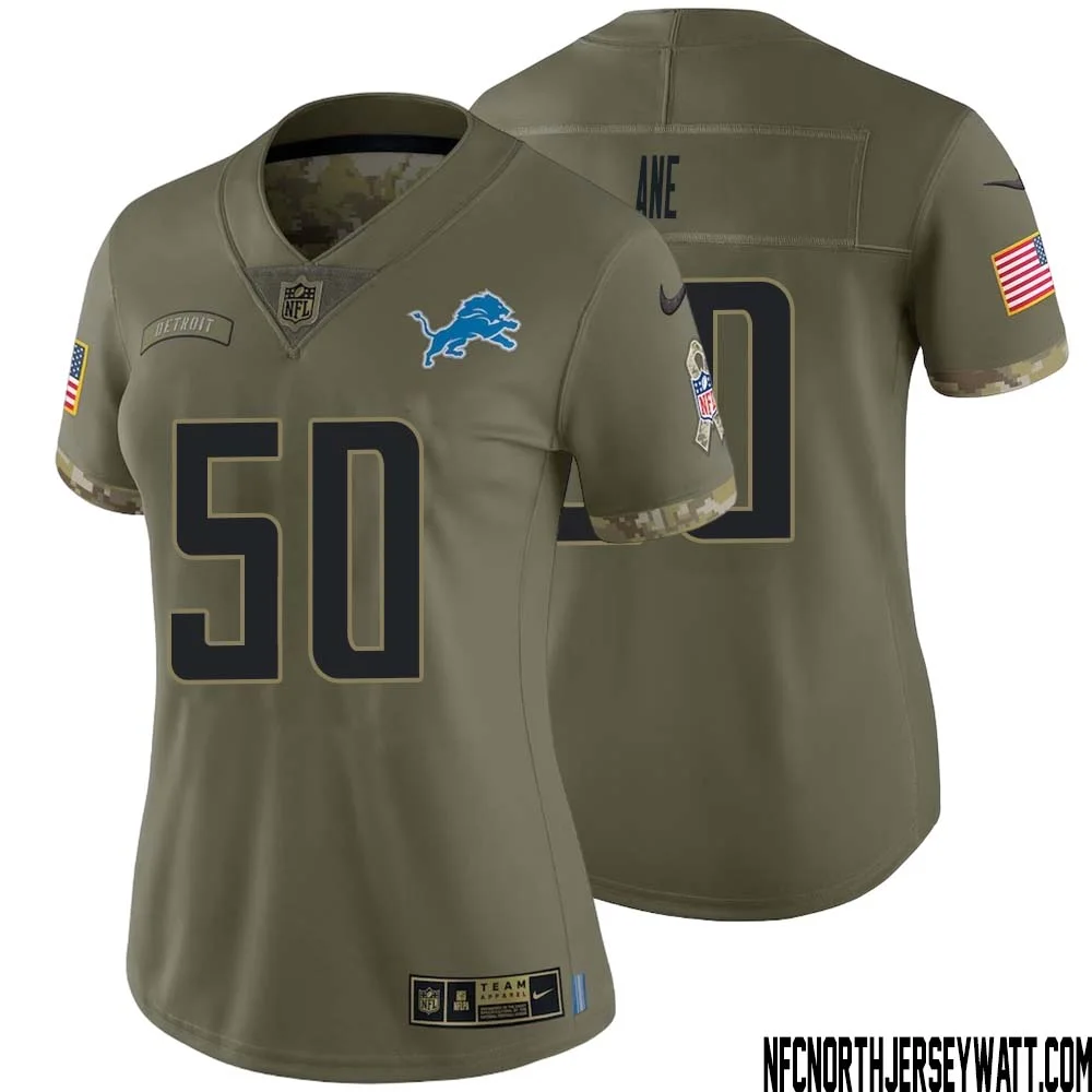 Charlie Ane No 50 Women Olive Detroit Lions 2022 Salute To Service Retired Player Limited Jersey 1