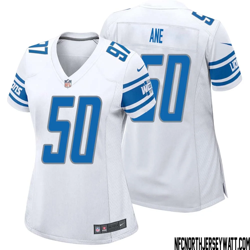 Charlie Ane No 50 Women White Detroit Lions Player Away Game Jersey 1