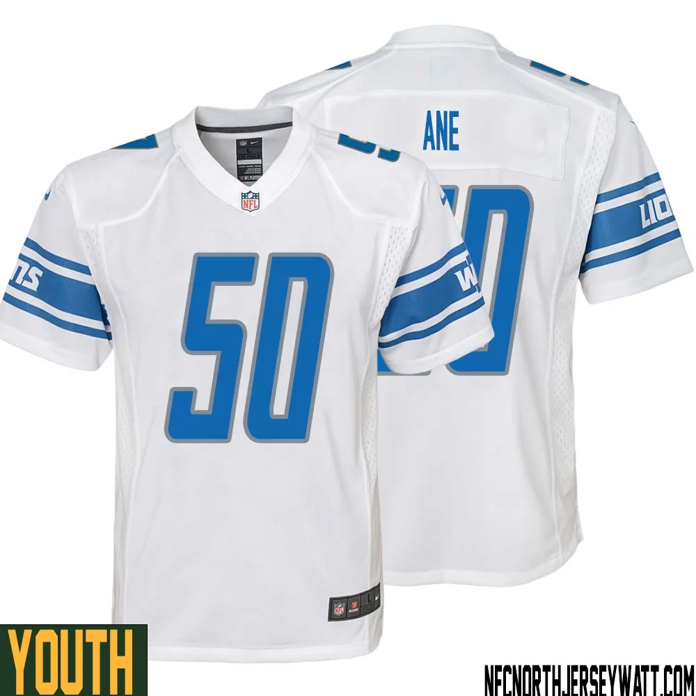 Charlie Ane No 50 Youth White Detroit Lions Player Away Game Jersey 1