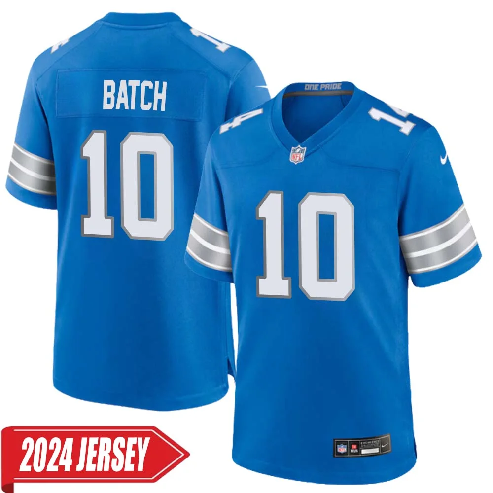 Charlie Batch No 10 Men s Detroit Lions Home Game 2024 Jersey Blue