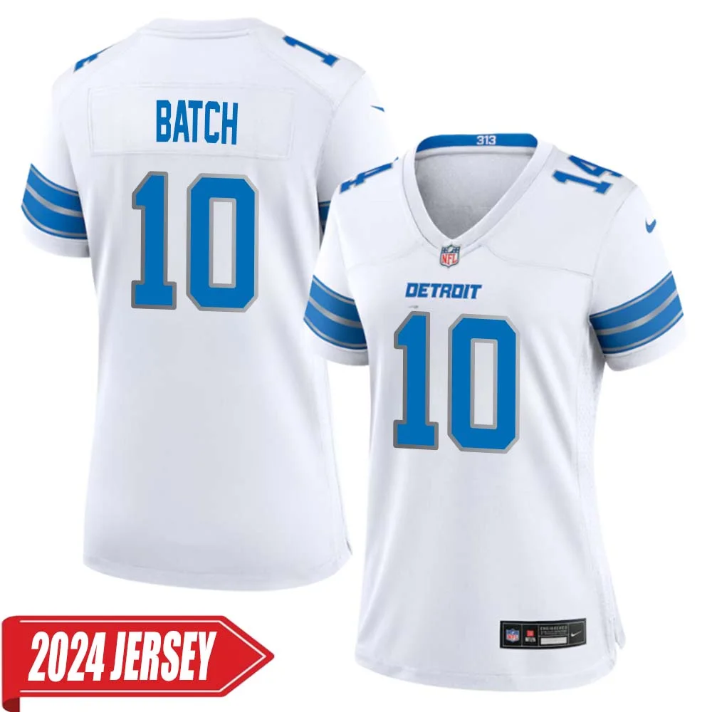 Charlie Batch No 10 Woman s Detroit Lions Away Game 2024 Jersey White