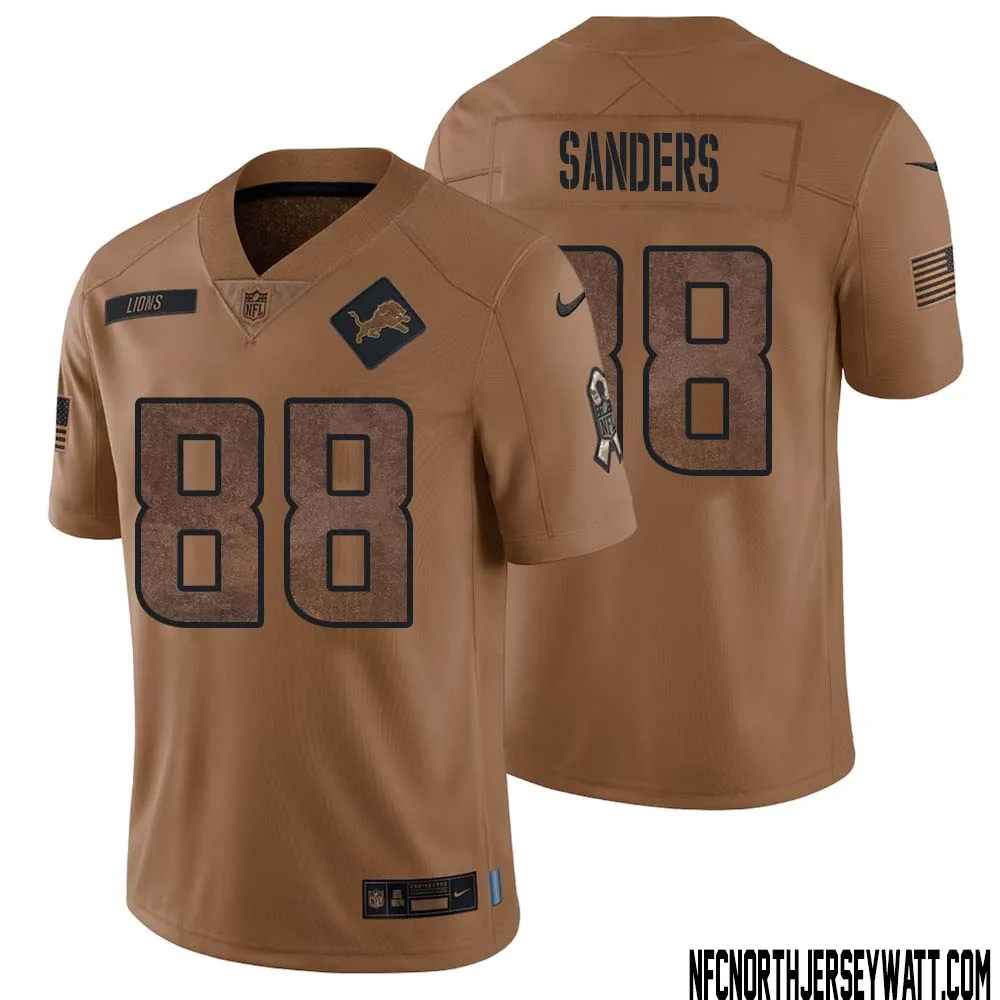 Charlie Sanders No 88 Men Brown Detroit Lions 2023 Salute To Service Retired Player Limited Jersey 1