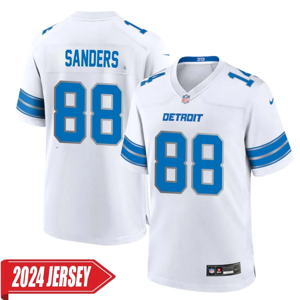Charlie Sanders No 88 Men s Detroit Lions Away Game 2024 Jersey White