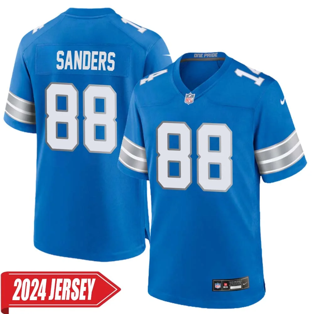 Charlie Sanders No 88 Men s Detroit Lions Home Game 2024 Jersey Blue