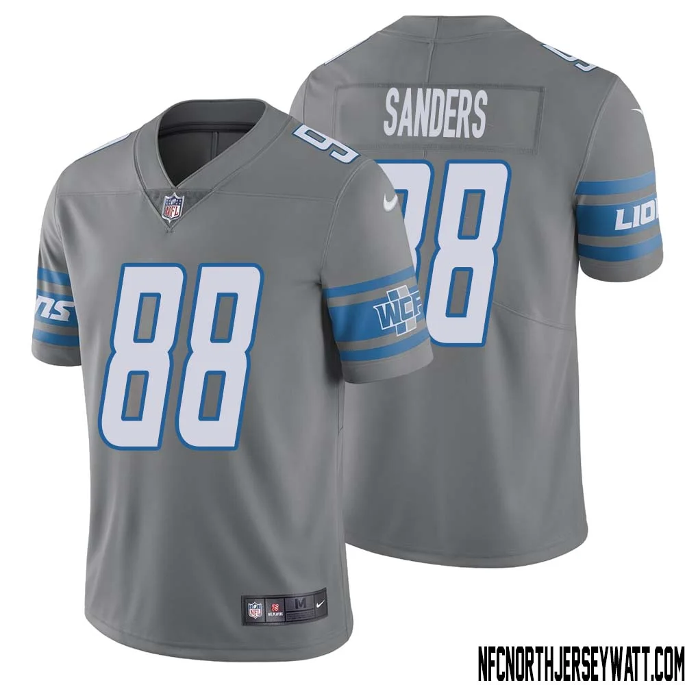 Charlie Sanders No 88 Men Steel Detroit Lions Vapor Untouchable Color Rush Limited Player Jersey 1