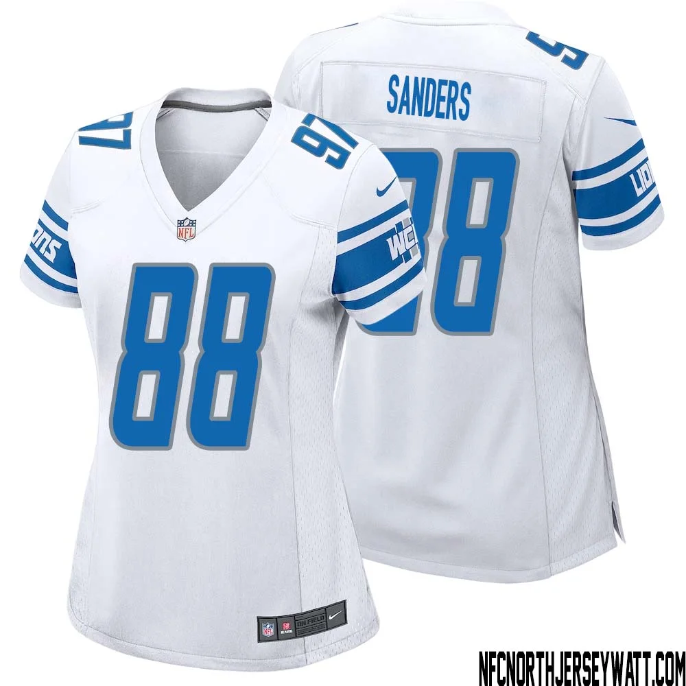Charlie Sanders No 88 Women White Detroit Lions Player Away Game Jersey 1