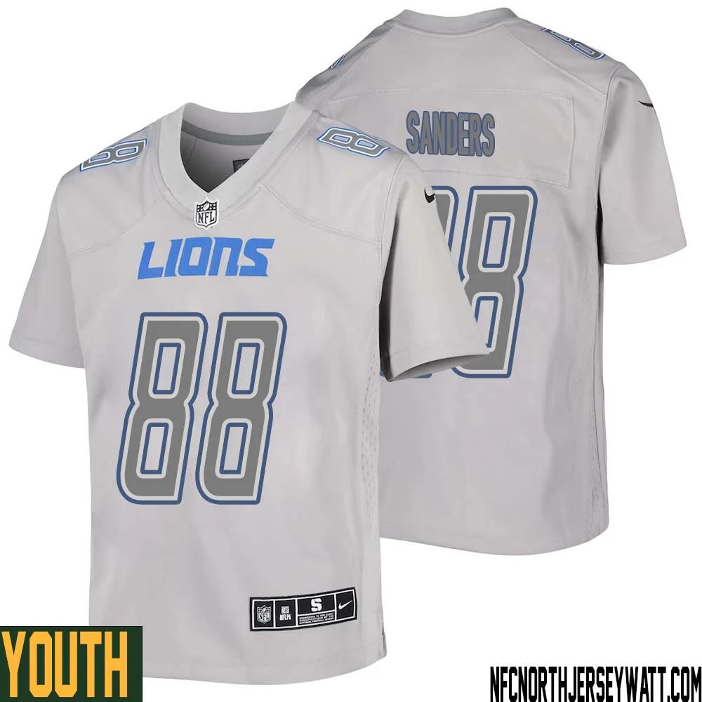 Charlie Sanders No 88 Youth Gray Detroit Lions Atmosphere Fashion Game Jersey 1