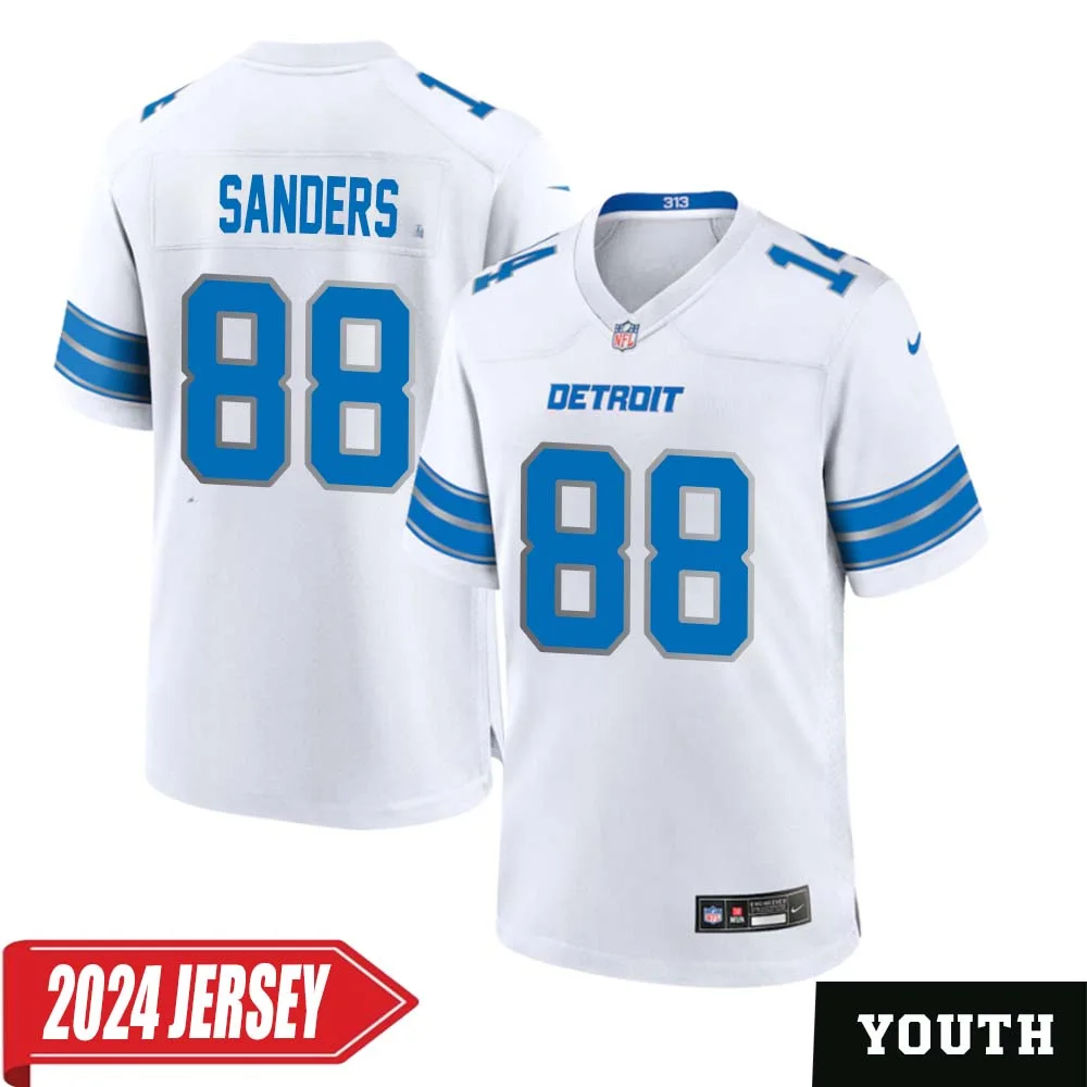 Charlie Sanders No 88 Youth s Detroit Lions Away Game 2024 Jersey White