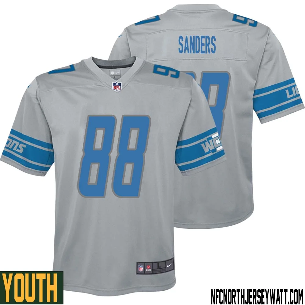 Charlie Sanders No 88 Youth Steel Detroit Lions Vapor Untouchable Color Rush Limited Player Jersey 1