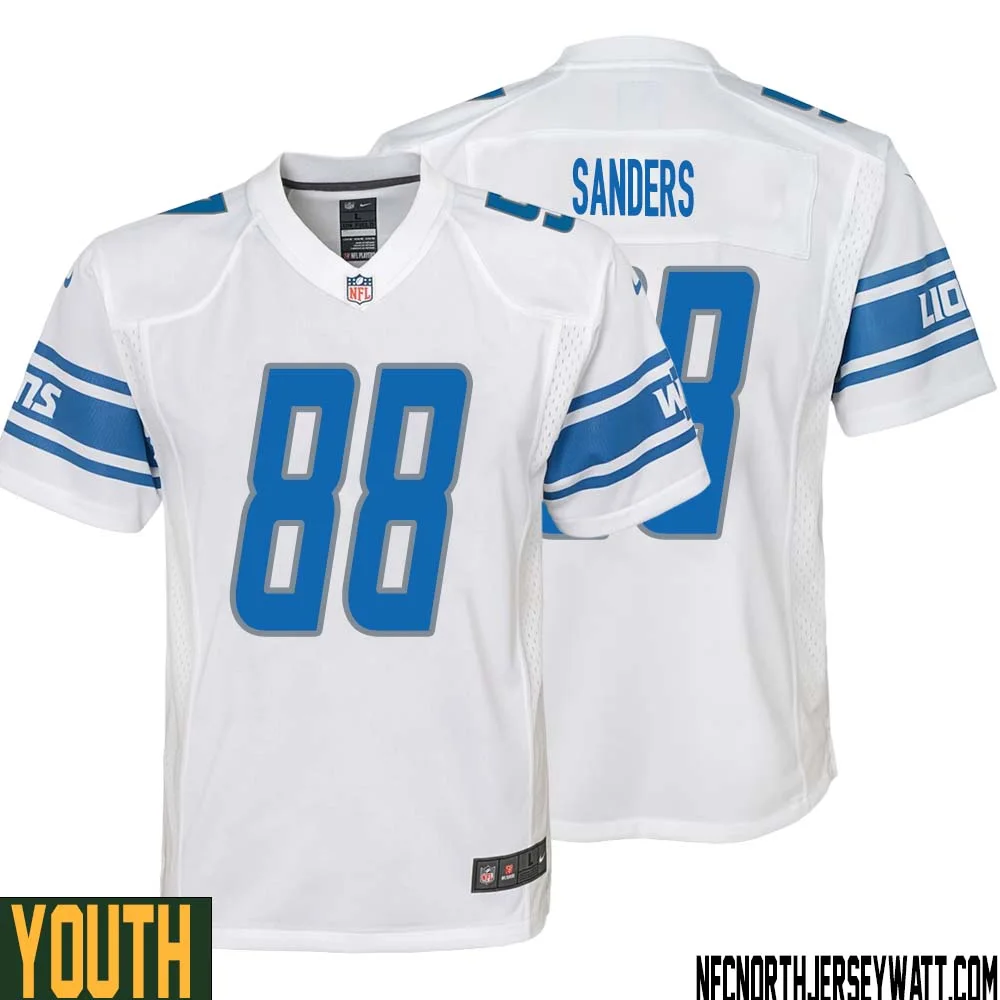Charlie Sanders No 88 Youth White Detroit Lions Player Away Game Jersey 1