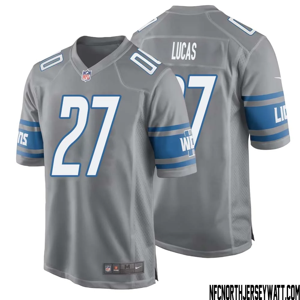 Chase Lucas No 27 Men Gray Detroit Lions Player Alternate Game Jersey 1