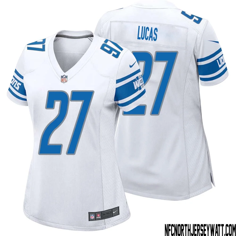Chase Lucas No 27 Women White Detroit Lions Player Away Game Jersey