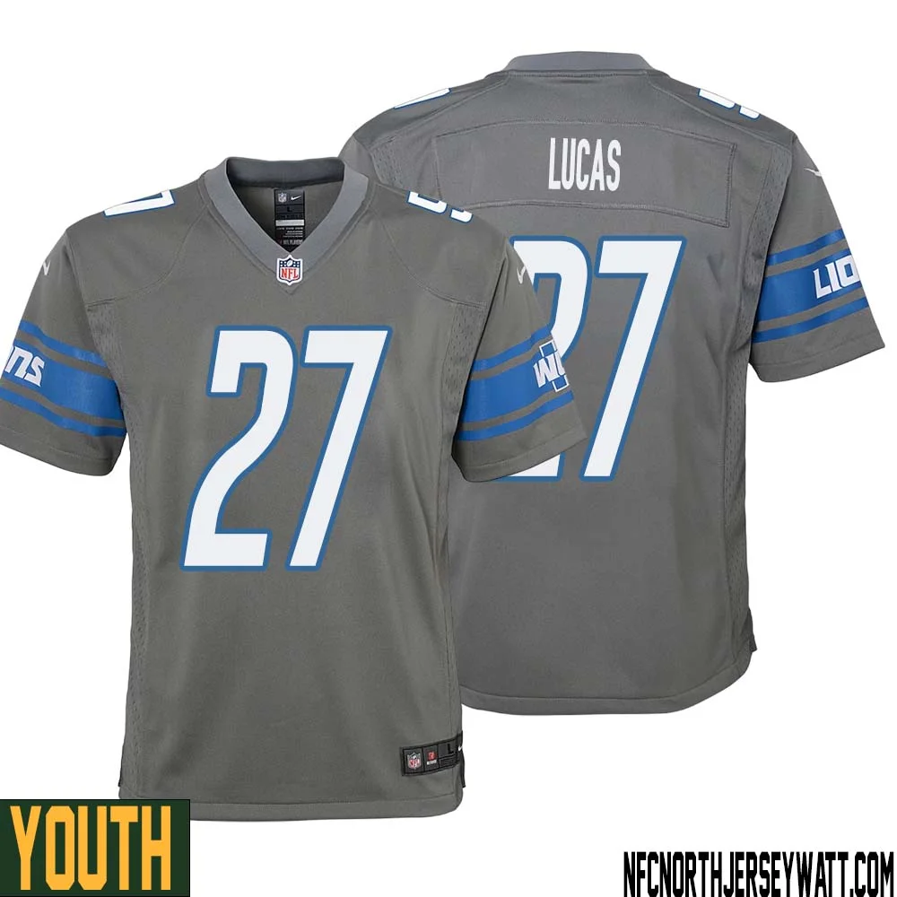 Chase Lucas No 27 Youth Gray Detroit Lions Player Alternate Game Jersey