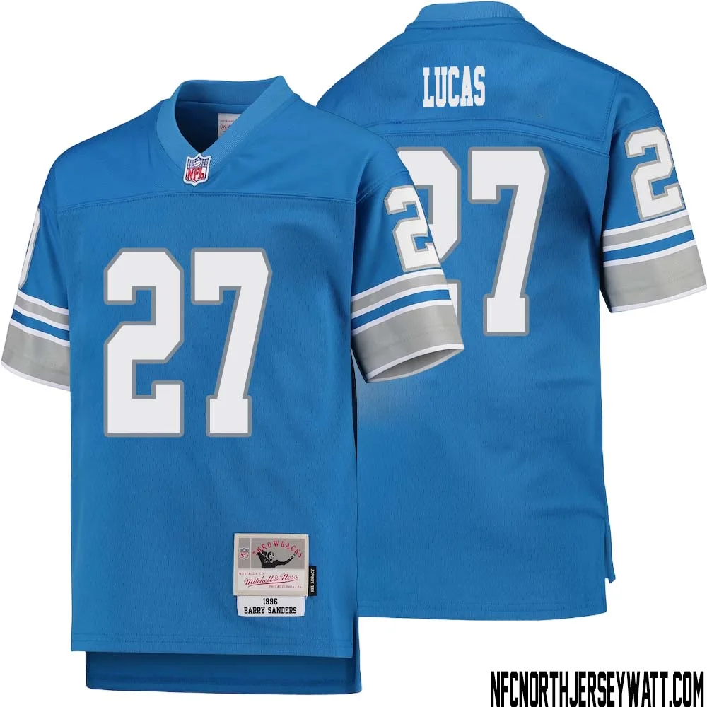 Chase Lucas No 27 Youth Mitchell Ness Blue Detroit Lions 1996 Legacy Retired Player Jersey