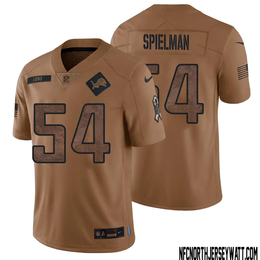 Chris Spielman No 54 Men Brown Detroit Lions 2023 Salute To Service Retired Player Limited Jersey