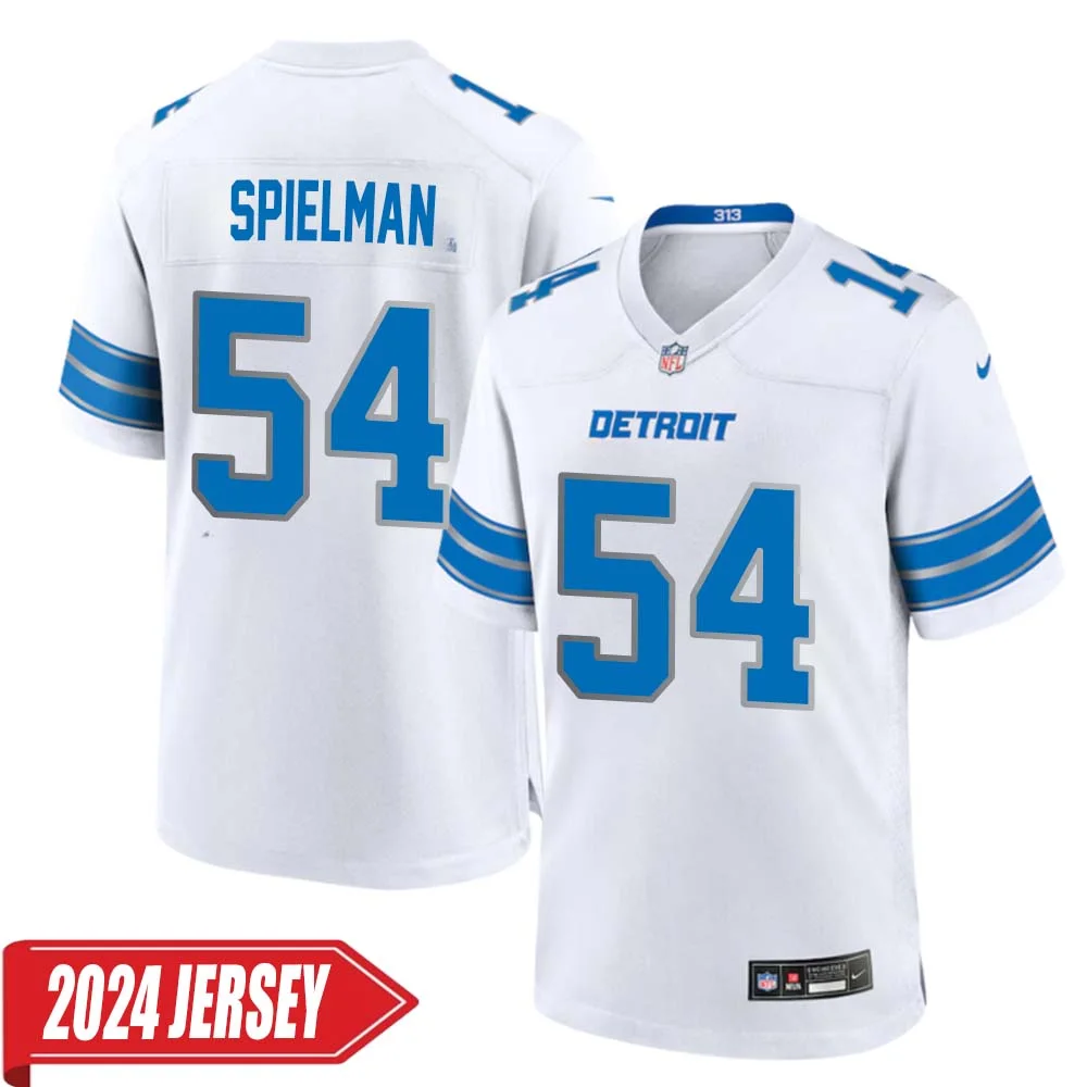 Chris Spielman No 54 Men s Detroit Lions Away Game 2024 Jersey White