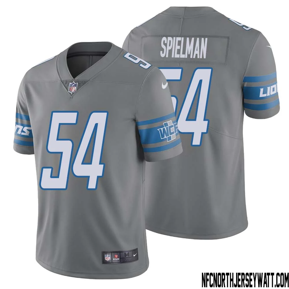 Chris Spielman No 54 Men Steel Detroit Lions Vapor Untouchable Color Rush Limited Player Jersey