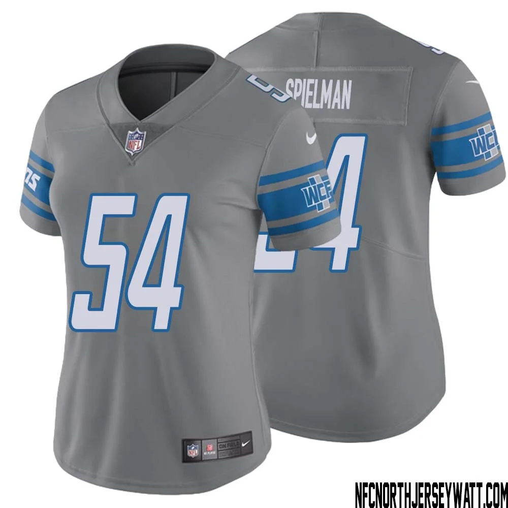Chris Spielman No 54 Women Steel Detroit Lions Vapor Untouchable Color Rush Limited Player Jersey 1