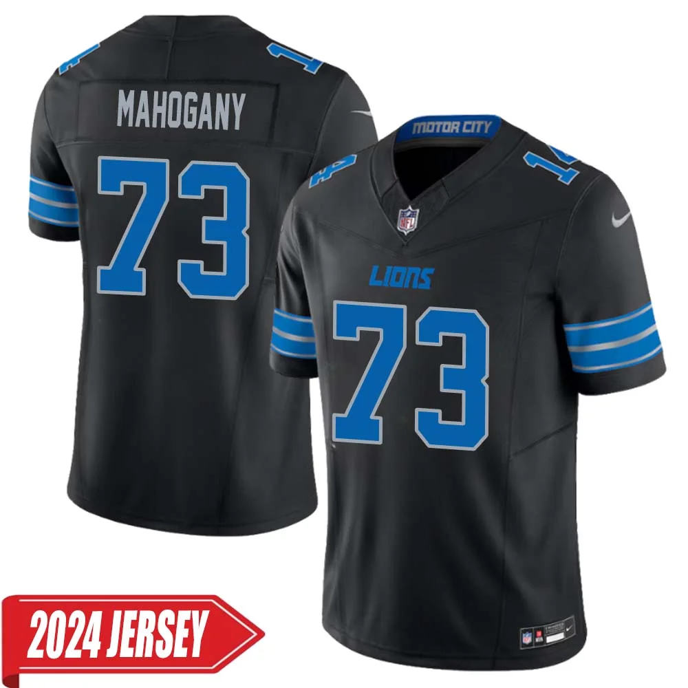 Christian Mahogany No 73 Men s Detroit Lions 2nd Alternate Vapor F.U.S.E. Limited 2024 Jersey Black