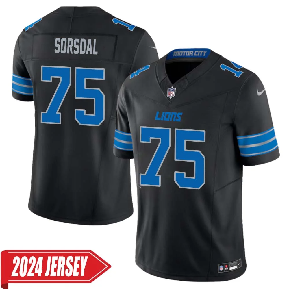 Colby Sorsdal No 75 Men s Detroit Lions 2nd Alternate Vapor F.U.S.E. Limited 2024 Jersey Black