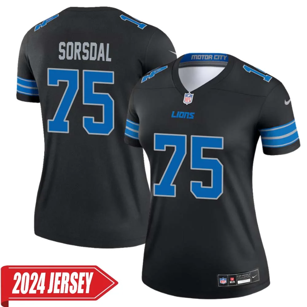 Colby Sorsdal No 75 Woman s Detroit Lions 2nd Alternate Vapor F.U.S.E. Limited 2024 Jersey Black